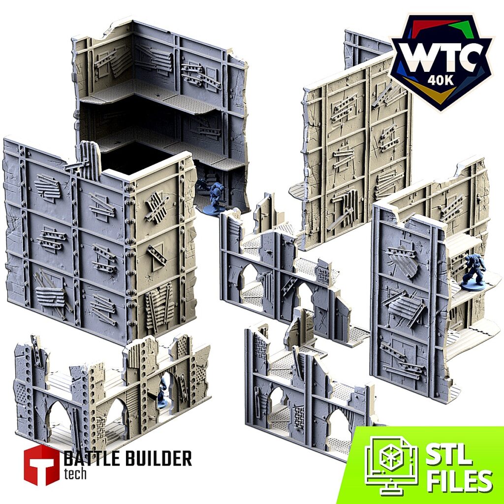 Pack WTC Ruins Apo | Grandes Pièces Tournoi 28-32mm - terrain Warhammer 40K 28mm imprimé 3D