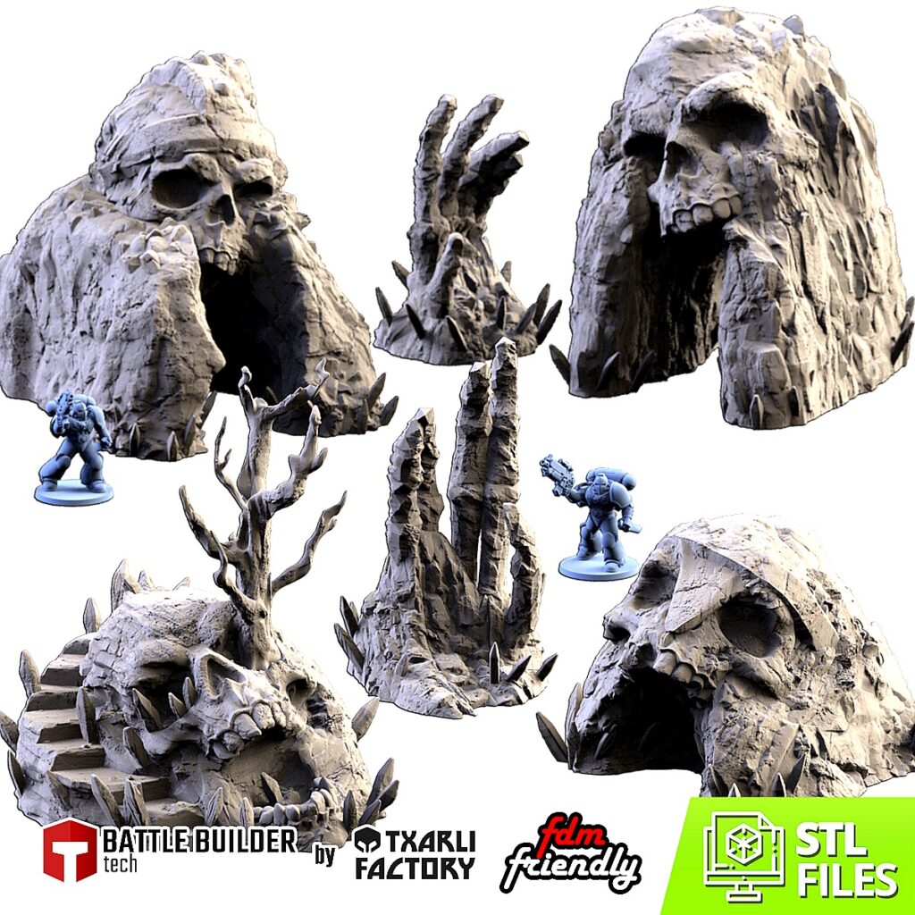 Pack Terres Maudites | Scatter Horror 28-32mm - terrain fantasy 28mm imprimé 3D