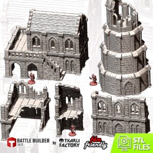 Pack Middle Earth Town | Village Fantasy 28-32mm - terrain fantasy 28mm imprimé 3D