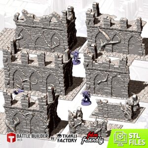 Pack Ruines Abandonnées GW | Terrain Complet 28-32mm - terrain fantasy 28mm imprimé 3D