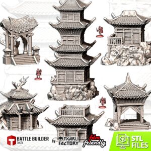 Pack Bâtiments Orientaux | Décor Japonisant 28-32mm - terrain fantasy 28mm imprimé 3D