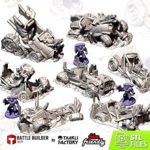 Pack Ork Buggies | Épaves Véhicules 28-32mm - terrain Warhammer 40K 28mm imprimé 3D