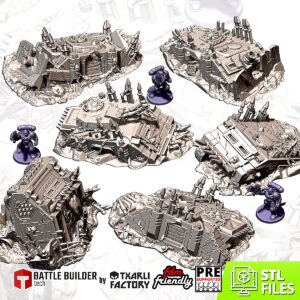 Pack Tanks Infernaux | Épaves Chaos 28-32mm - terrain Warhammer 40K 28mm imprimé 3D