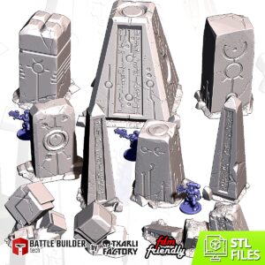 Pack Xenos Monolithes | Décor Necron 28-32mm - terrain Warhammer 40K 28mm imprimé 3D