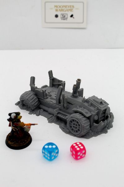 Ork Buggy épave sur table wargame Warhammer 40K