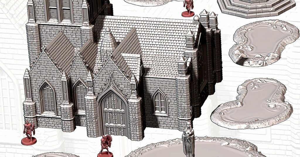 Lieux Sacrés imprimés en 3D - autels et cercles de pierres pour table JDR