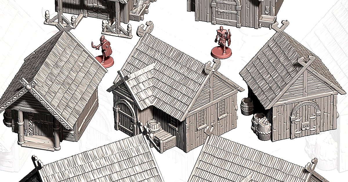 Village fantasy complet imprimé en 3D - terrain D&D et Warhammer Fantasy