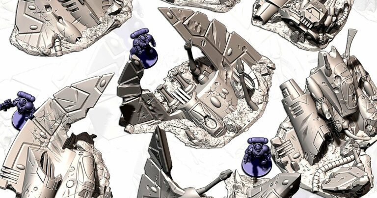 Pack Vaisseaux Xenos - 8 épaves extraterrestres imprimées en 3D pour Warhammer 40K