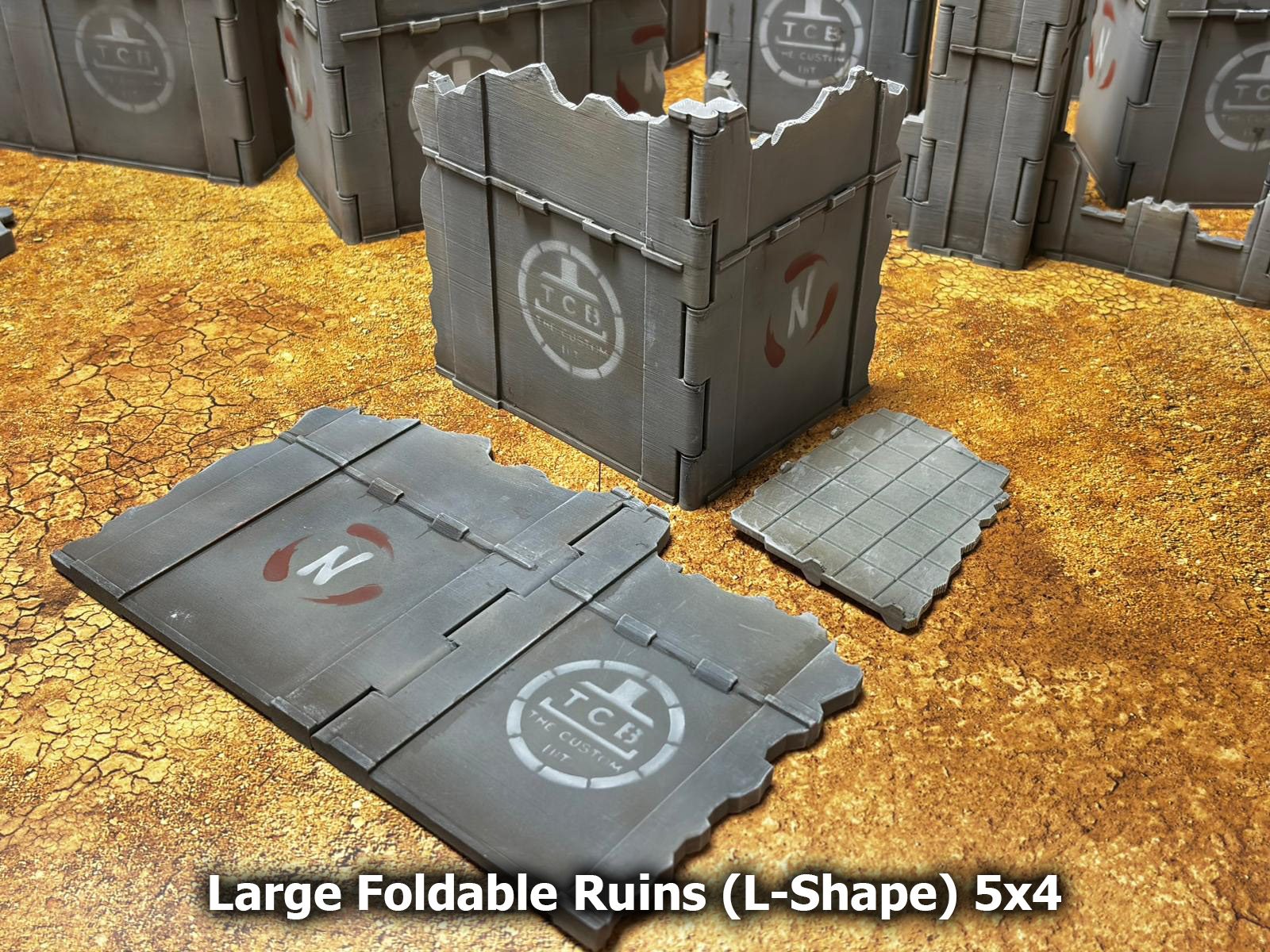 Grande ruine en L 5x4 pouces, décor pliable V11