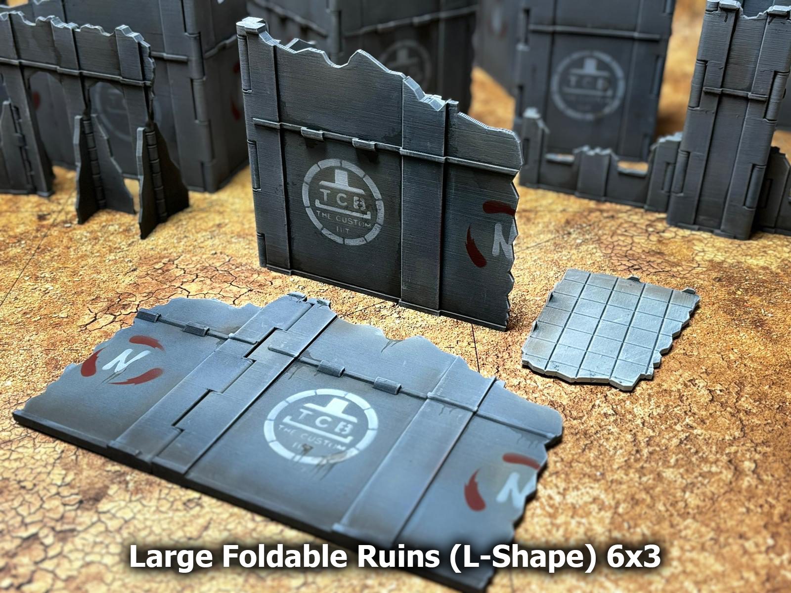 Grande ruine en L 6x3 pouces, décor pliable V11
