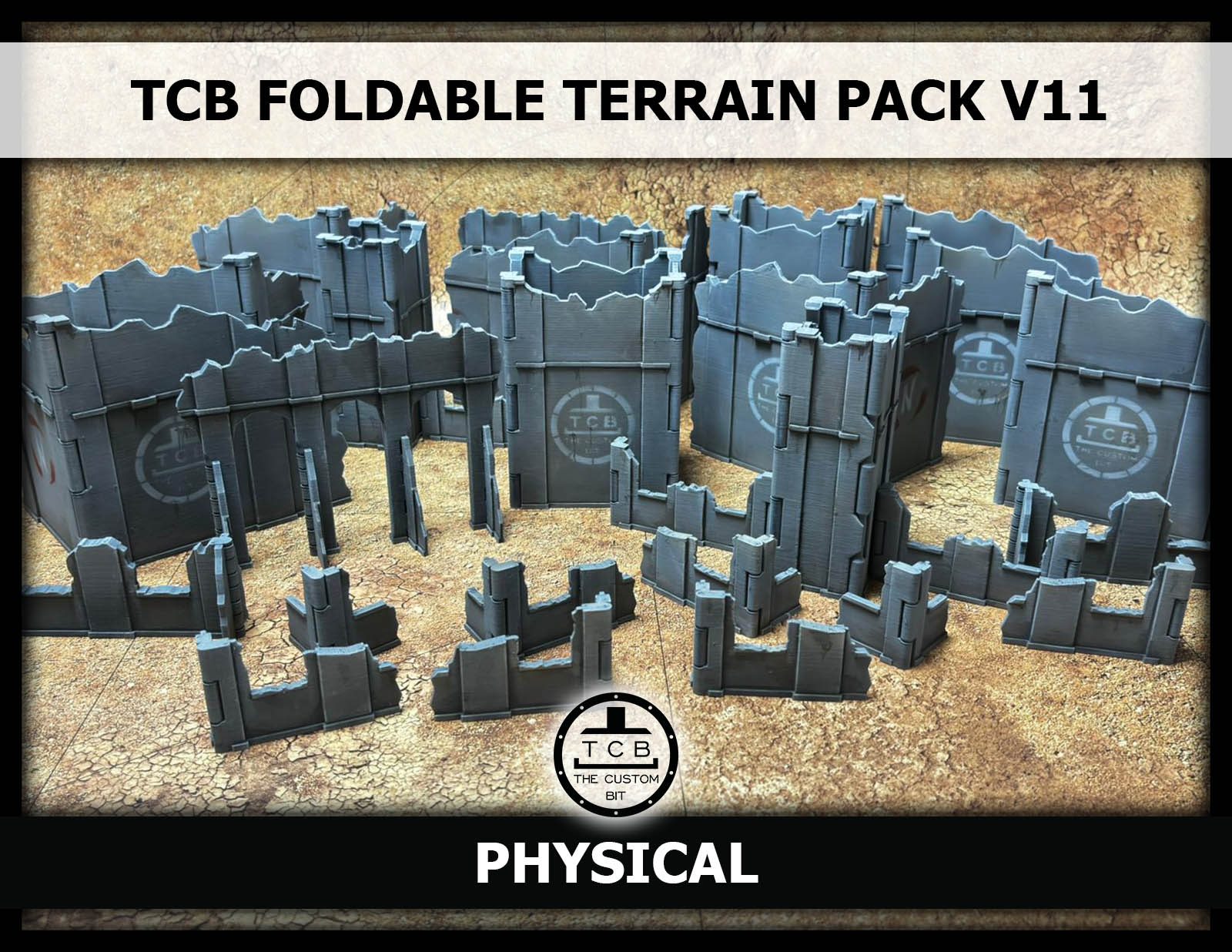 Pack de décors pliables V11 imprimés en PLA, ruines futuristes pour jeux de figurines 28-32 mm